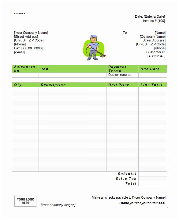 Cleaning Services Invoice Template Luxury 60 Microsoft Invoice Templates Pdf Doc Excel