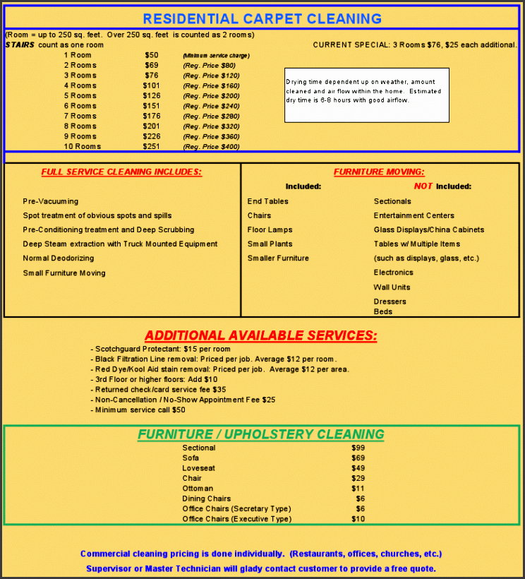 Cleaning Services Price List Template Best Of 9 Mercial Price List Template Sampletemplatess