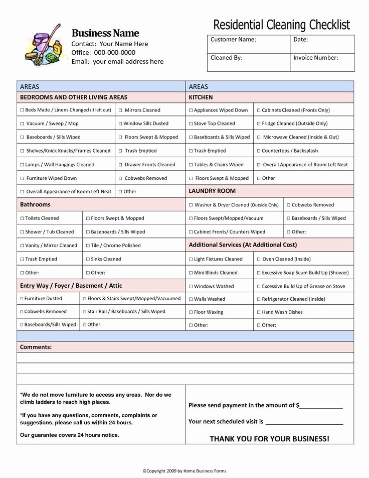 Cleaning Services Price List Template Inspirational Residential House Cleaning Checklist Bud