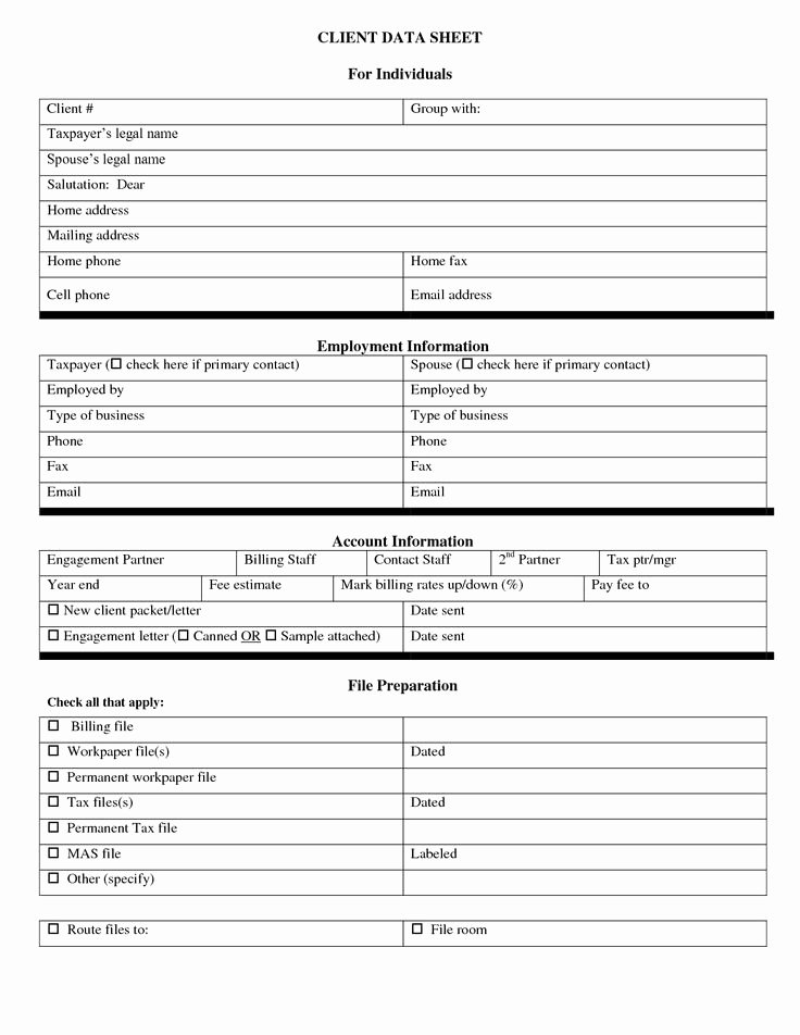 Client Information Sheet Template New Free Personal Information forms