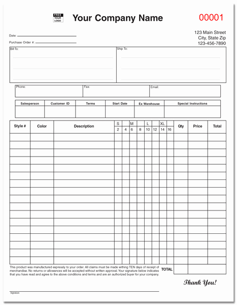 Clothing order form Template Fresh Apparel Purchase order forms