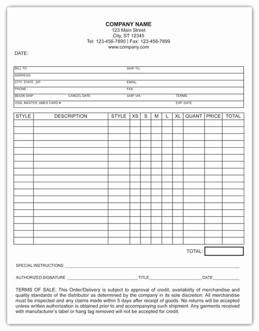 Clothing order form Template Fresh Apparel Purchase order forms