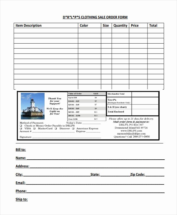 Clothing order form Template Lovely 9 Clothing order forms Free Samples Examples format