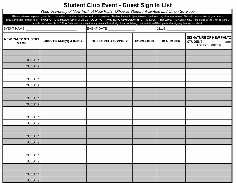 Club Sign Up Sheet Template Fresh Sign In Sheet Template
