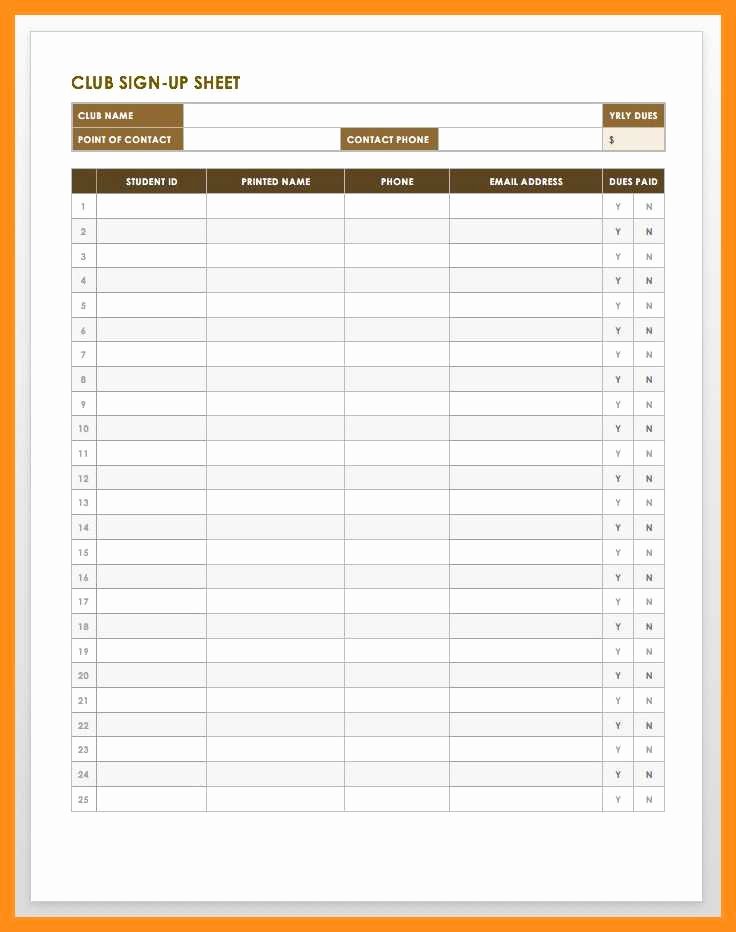Club Sign Up Sheet Template Unique 12 13 Vendor Sign In Sheet Template