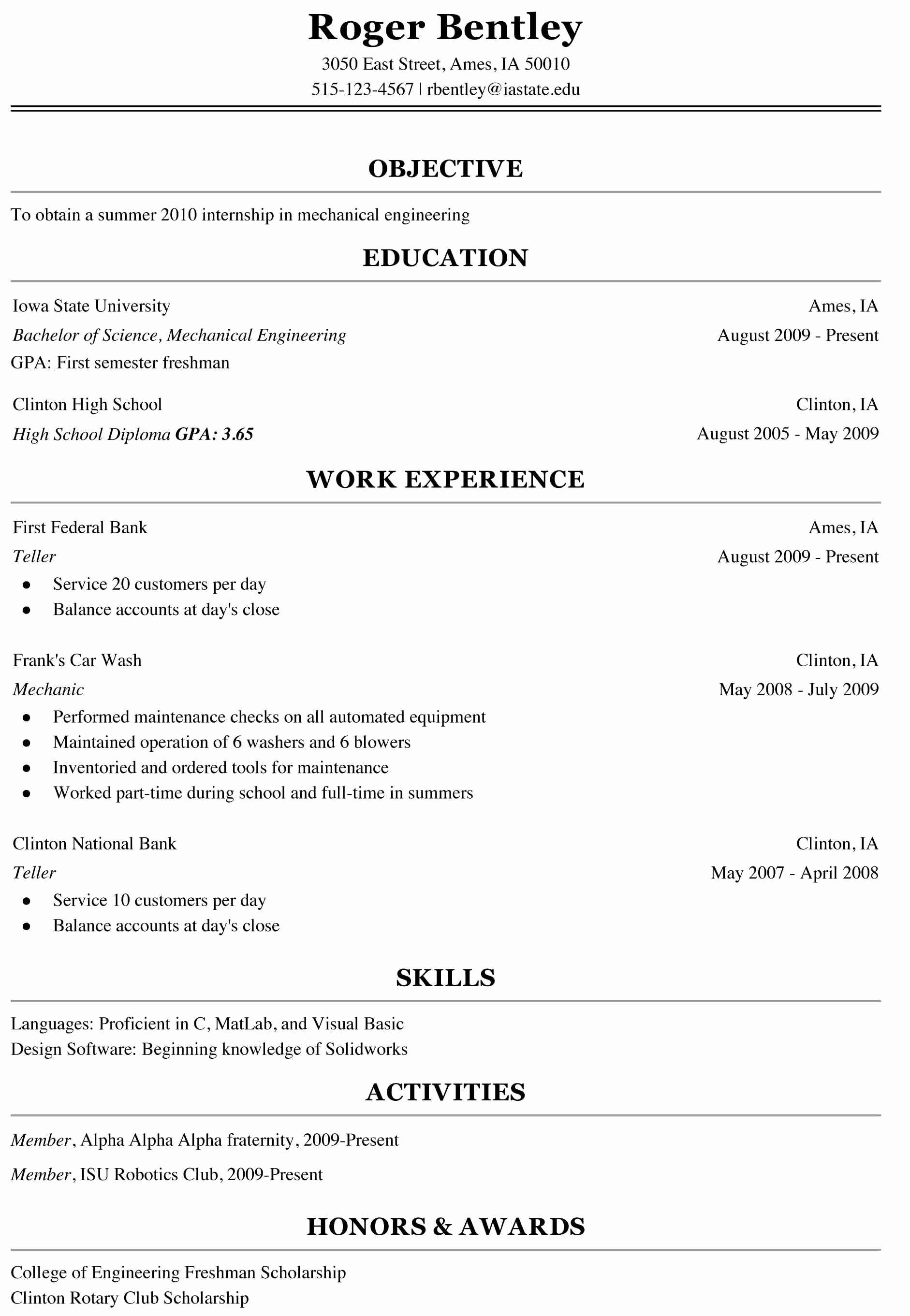 College App Resume Template Awesome Freshman College Student Resume Sample