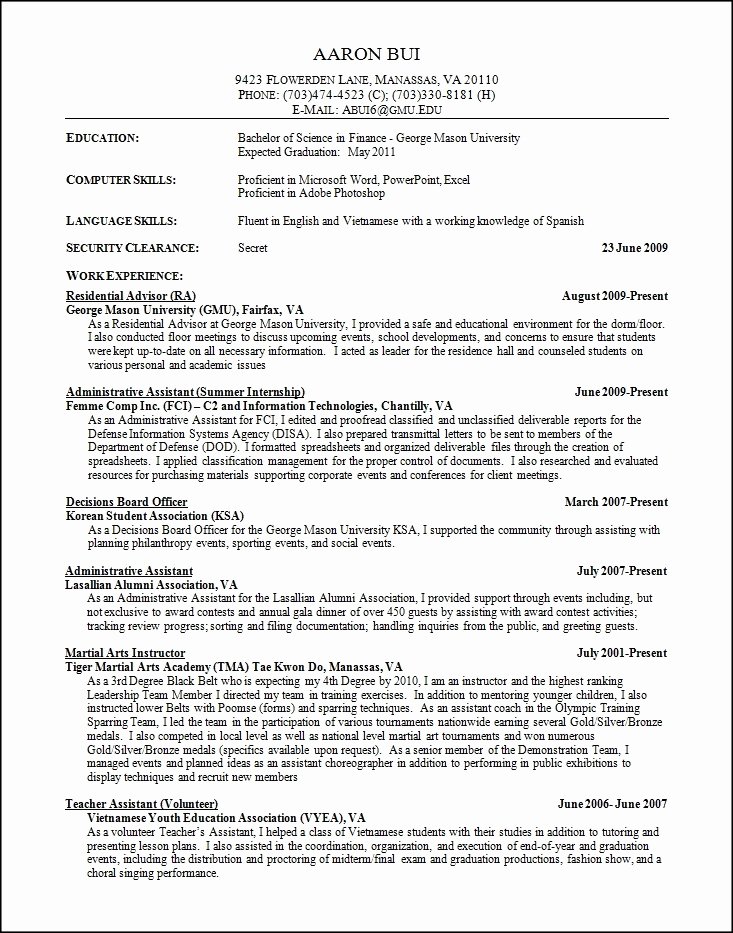 College App Resume Template Best Of College Application Resume
