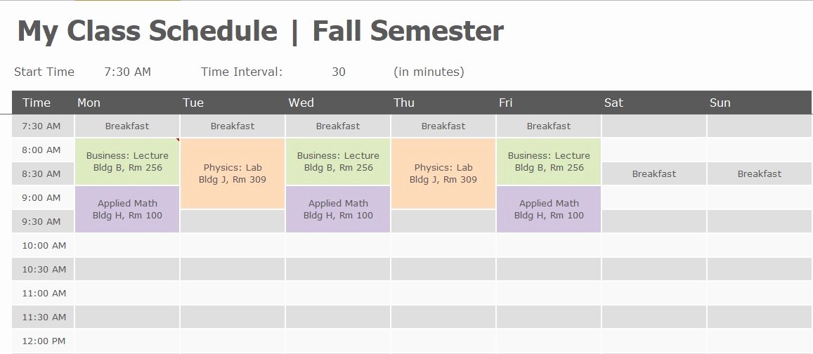 College Class Schedule Template Beautiful top 3 College Class Schedule Maker Template Word &amp; Excel
