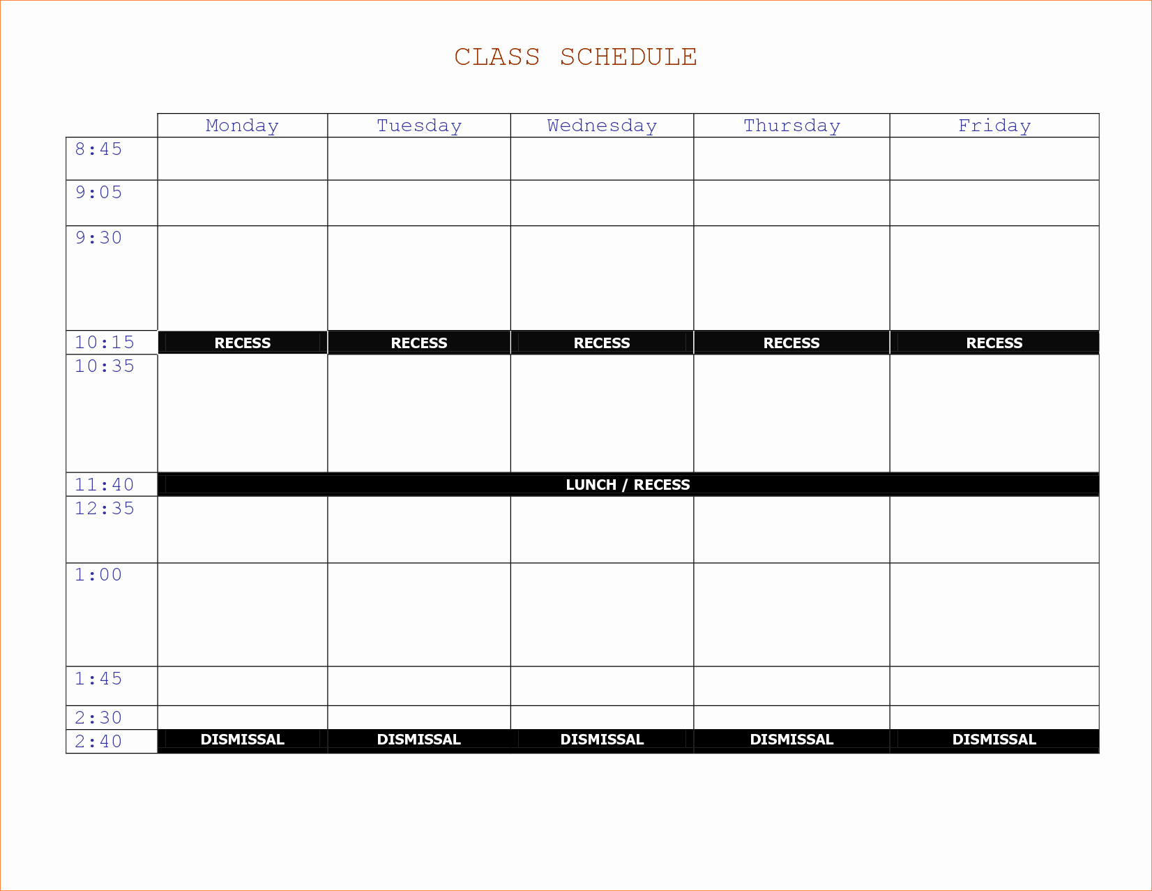 College Class Schedule Template Best Of 2 Weekly College Schedule Template
