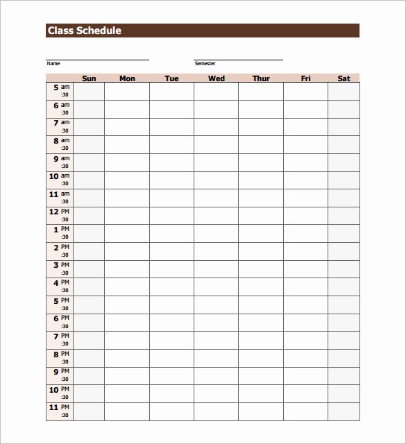 College Class Schedule Template Elegant Class Schedule Template – 8 Free Sample Example format