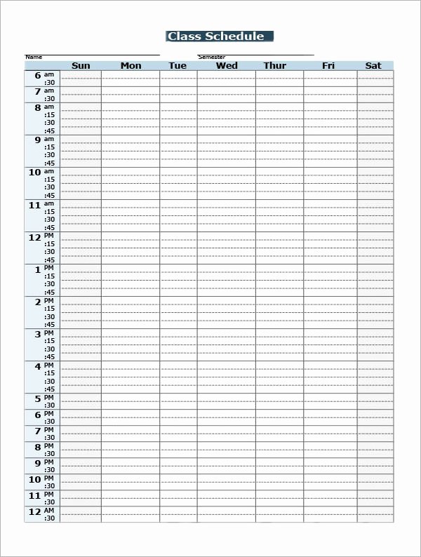 College Class Schedule Template Unique 7 Sample Class Schedules