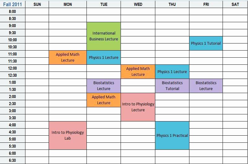 College Class Schedule Template Unique Blank Revision Timetable Template Free College Essay