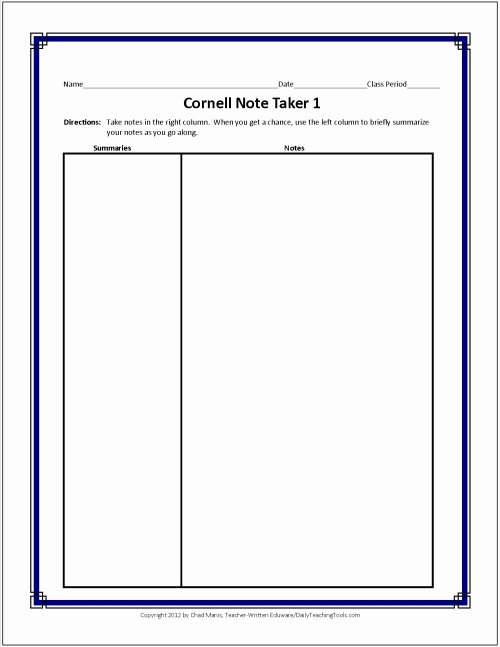 College Note Taking Template Awesome Free Graphic organizers for Studying and Analyzing