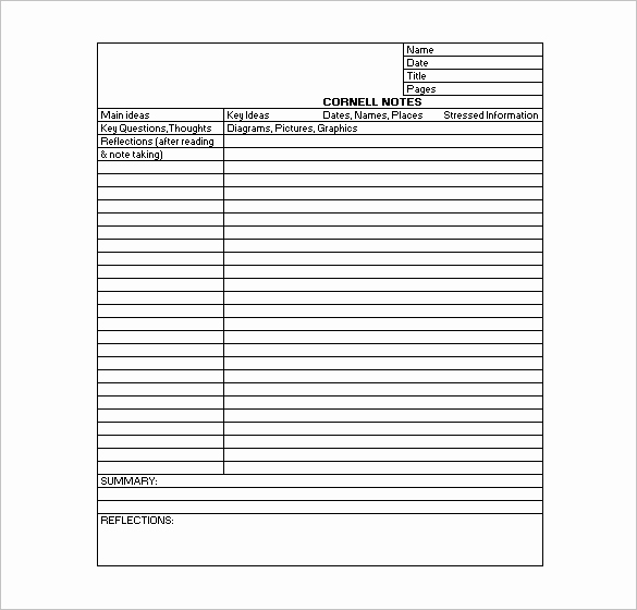 College Note Taking Template Fresh Cornell Notes Template 51 Free Word Pdf format