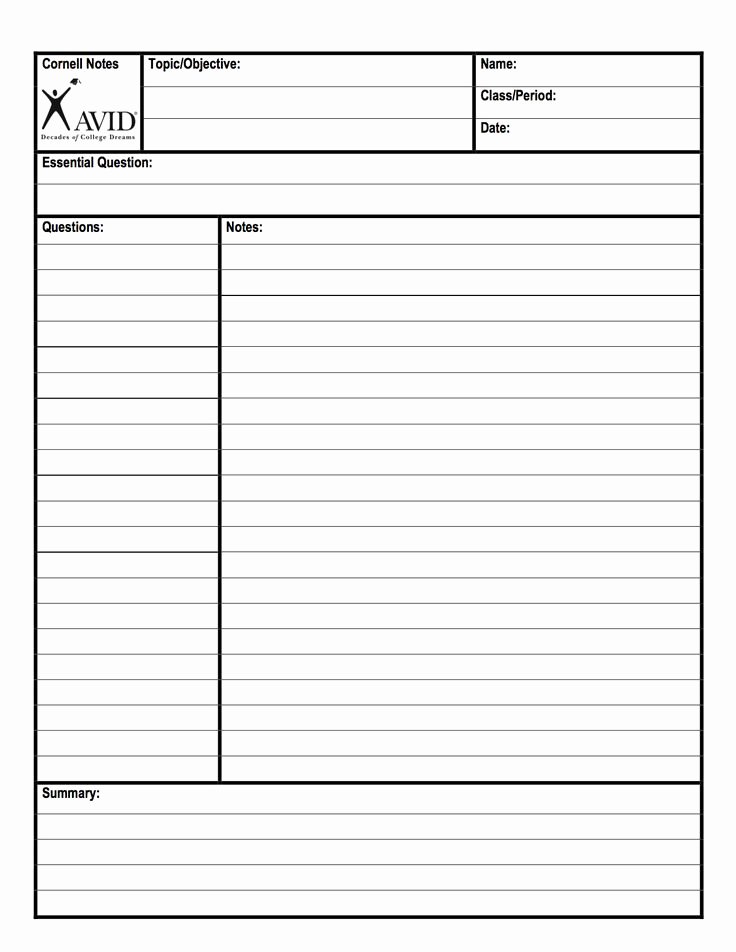 College Note Taking Template Inspirational 25 Best Ideas About Cornell Notes On Pinterest