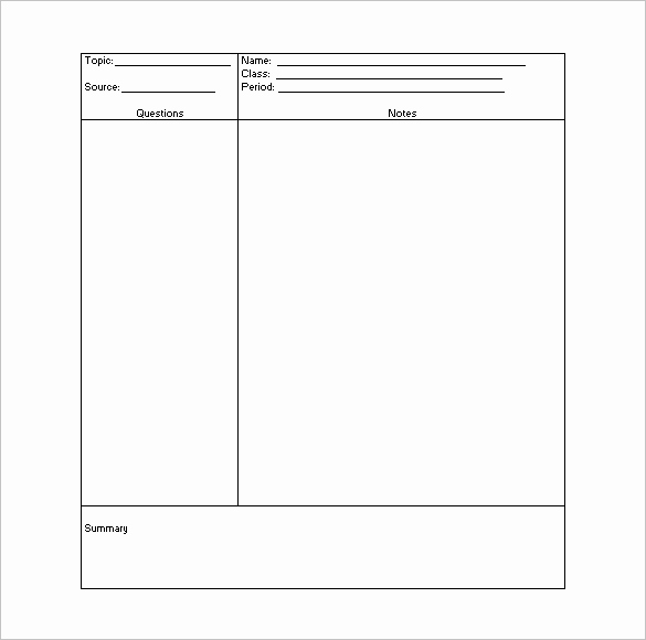 College Note Taking Template Inspirational Cornell Notes Template 51 Free Word Pdf format