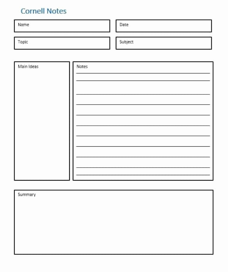 College Note Taking Template Lovely the Cornell Note Taking Method – Revisited