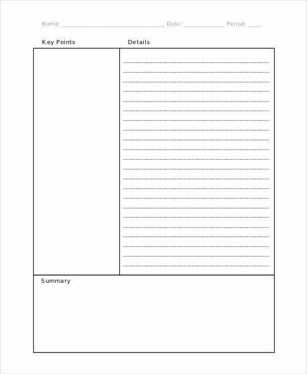 College Note Taking Template New 11 Cornell Note Templates Free Sample Example format