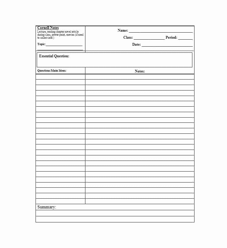 College Note Taking Template Unique 36 Cornell Notes Templates &amp; Examples [word Pdf]