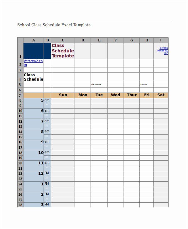 College School Schedule Template Fresh Excel Class Schedule Templates 8 Free Word Excel Pdf