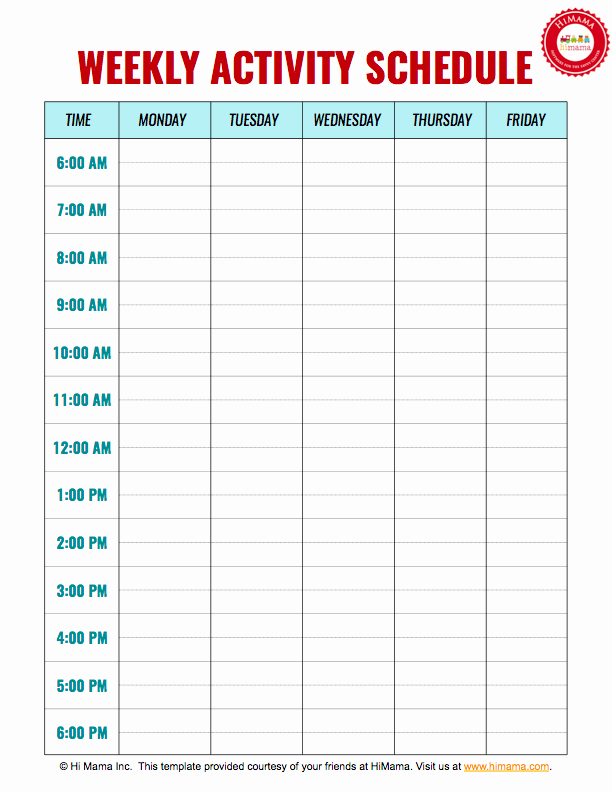 College School Schedule Template Lovely Daycare Weekly Schedule Template 5 Day