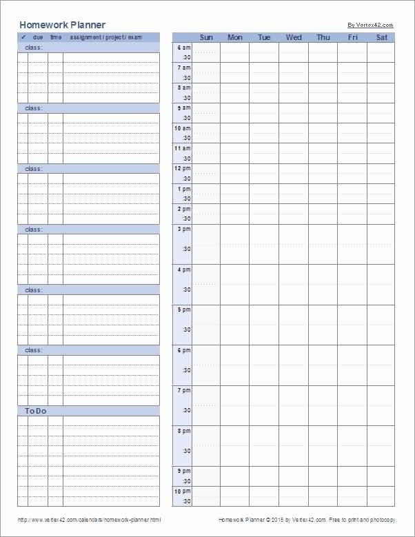 College School Schedule Template Lovely Download A Free Homework Planner Template for High School