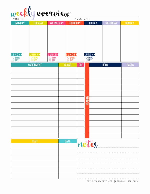 College School Schedule Template New 9 Student Planner Samples and Templates – Pdf