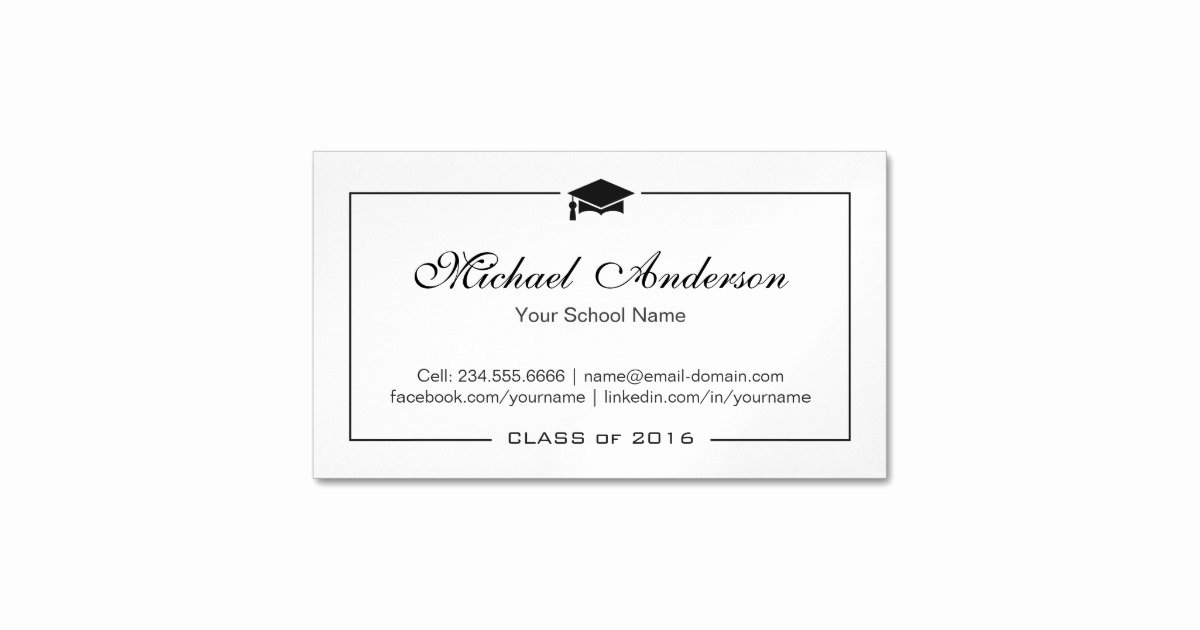 College Student Business Card Template Inspirational Simple Clean Black and White Graduation Name Card