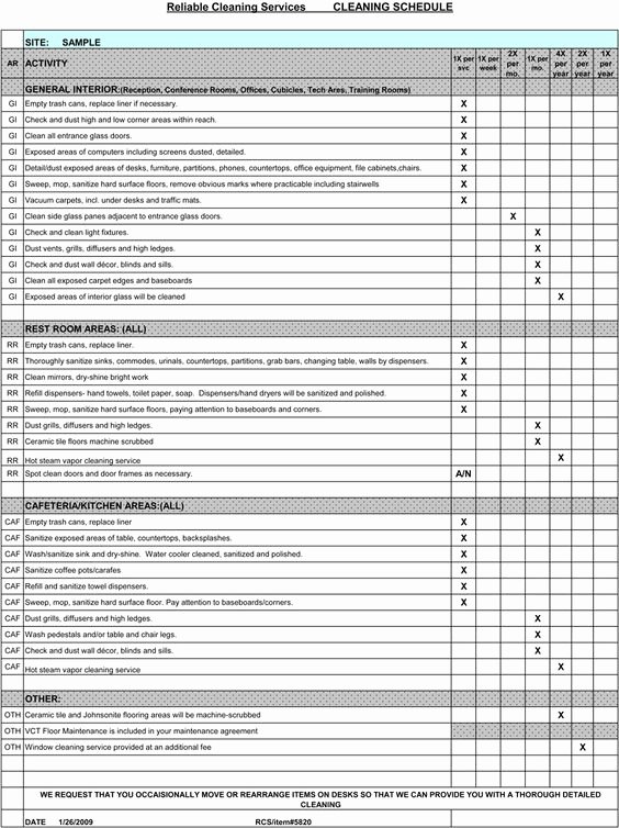 Commercial Cleaning Checklist Template Awesome Checklist Cleaning Schedule Template