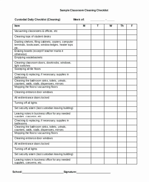 Commercial Cleaning Checklist Template Elegant Project Washroom Checklist format Sample Template Excel In