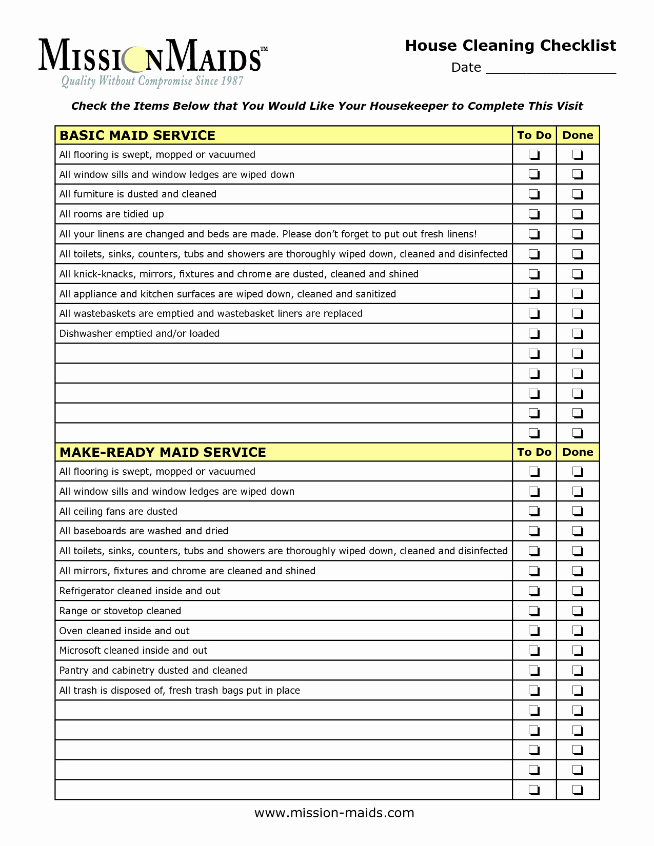 Commercial Cleaning Checklist Template New Housekeeping Checklist