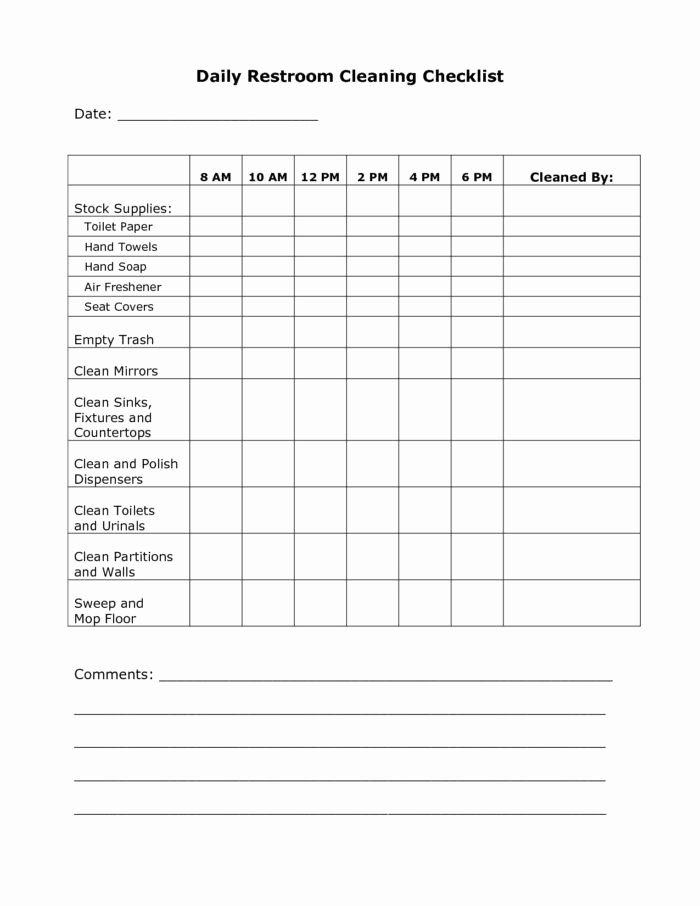 Commercial Cleaning Checklist Template Unique Mercial Cleaning Checklist Template Templates