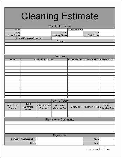 Commercial Cleaning Estimate Template Awesome Business Cleaning Quote Sheet