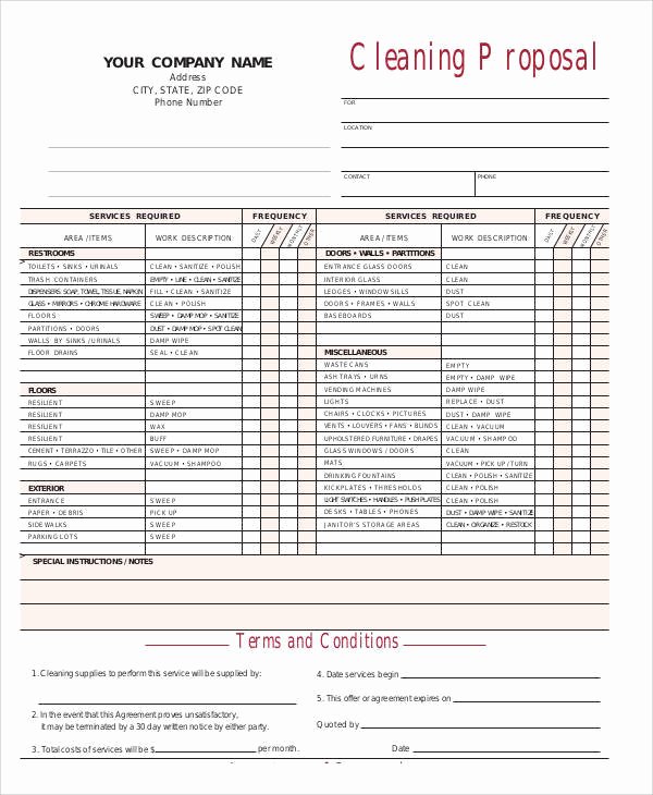 Commercial Cleaning Estimate Template Luxury 44 Proposal form Templates