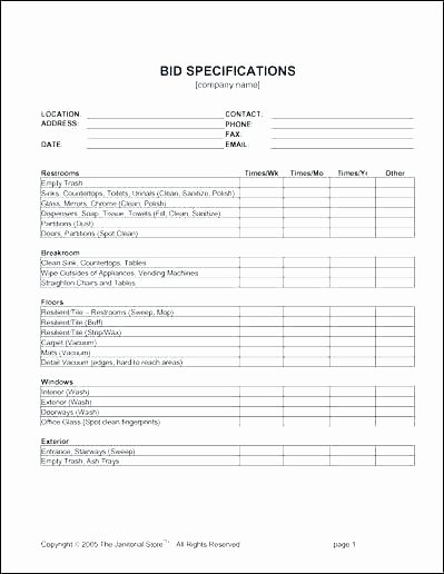 Commercial Cleaning Proposal Template Free Best Of Residential Cleaning Checklist Template Janitorial Bid