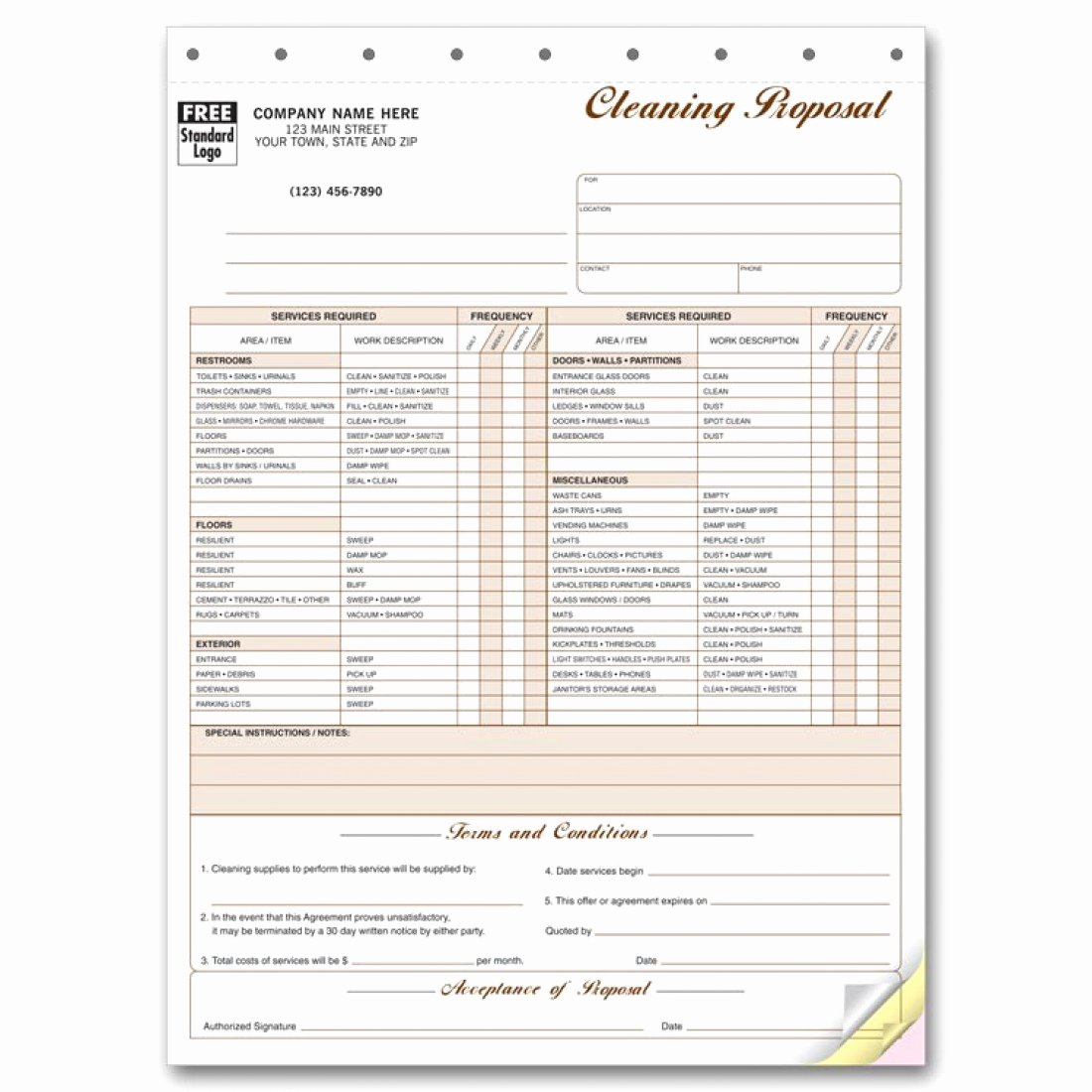 Commercial Cleaning Proposal Template Free Fresh Cleaning Proposal forms