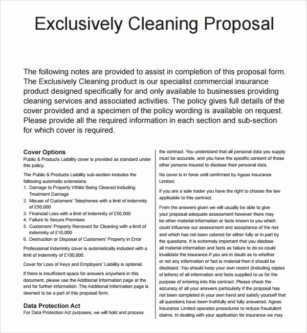 cleaning proposal template