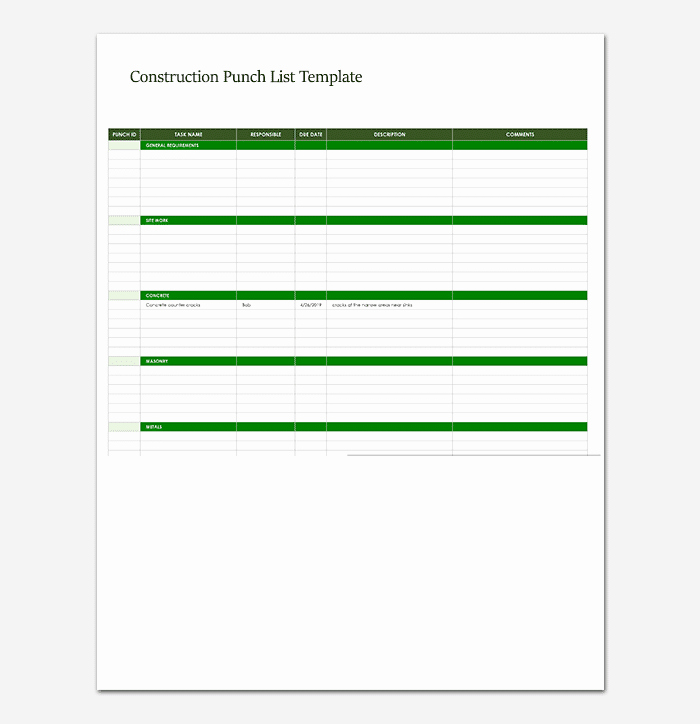 Commercial Construction Punch List Template Elegant Punch List Template 14 Word Excel Pdf format