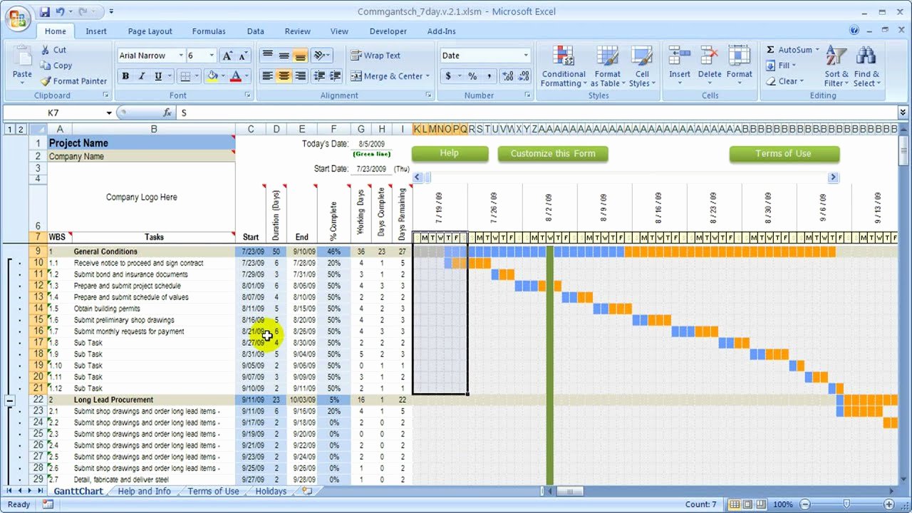Commercial Construction Schedule Template New 7 Day Construction Schedule Overview Done with Excel