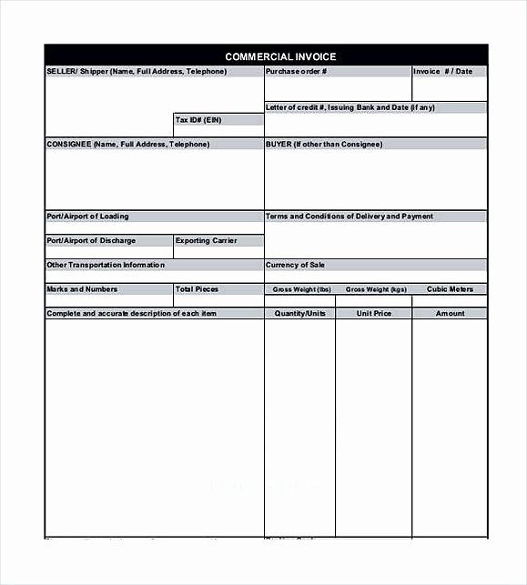 Commercial Invoice Template Excel Best Of Basic Logistics Mercial Invoice Mercial Invoice