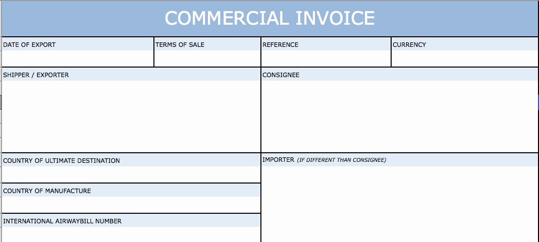 Commercial Invoice Template Excel Fresh Download Blank International Mercial Invoice Templates