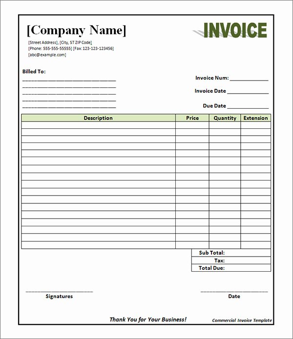 Commercial Invoice Template Excel Inspirational 11 Mercial Invoice Templates Download Free Documents