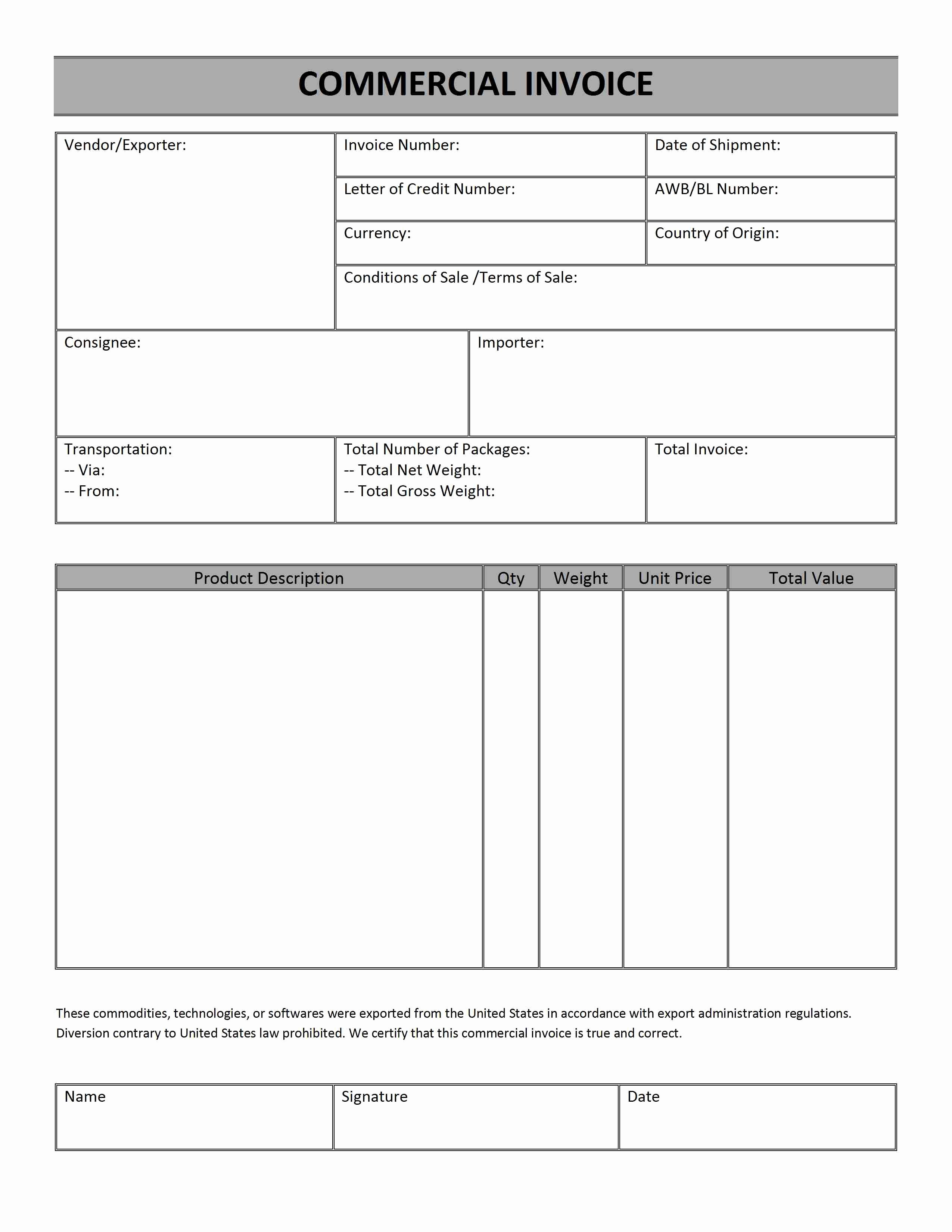 Commercial Invoice Template Excel Inspirational Mercial Invoice Template Uk Invoice Template Ideas