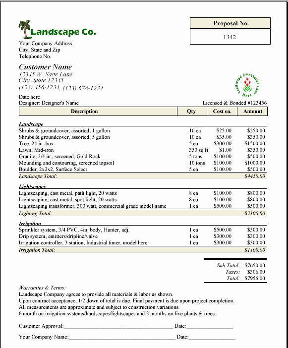 Commercial Lawn Care Bid Template Inspirational Free Printable Lawn Service Contract form Generic