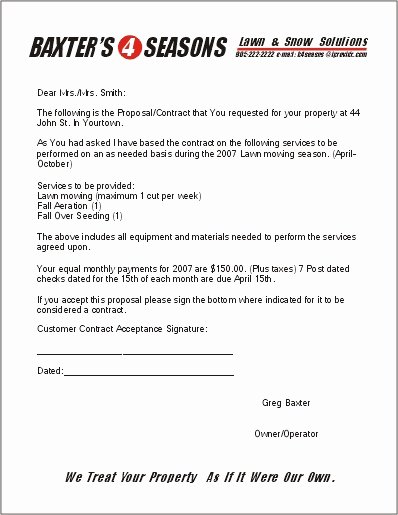 Commercial Lawn Care Bid Template Lovely Free Printable Lawn Care Contract form Generic