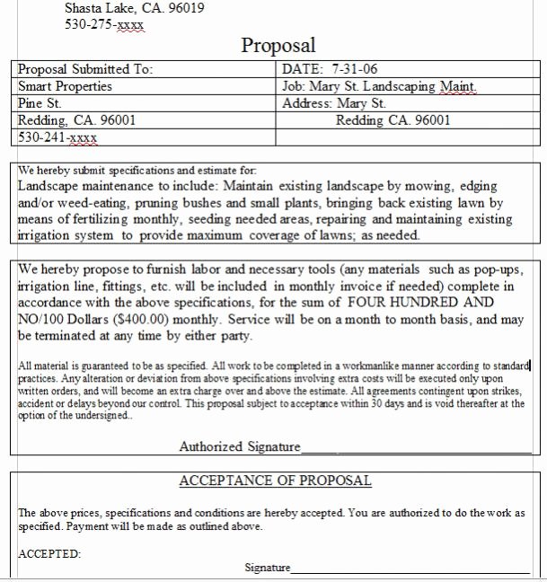 Commercial Lawn Care Bid Template New Mercial Lawn Care Bid
