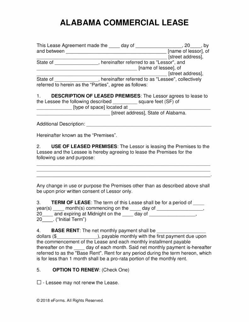 Commercial Lease Agreement Template Free Awesome Free Alabama Mercial Lease Agreement Template Pdf