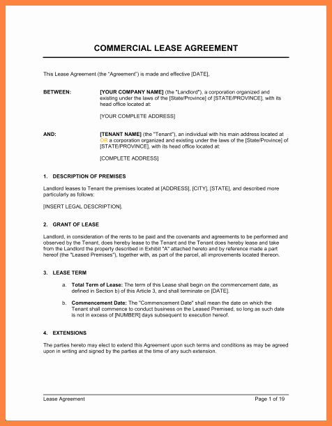 Commercial Lease Agreement Template Free Elegant 4 Simple Mercial Lease Agreement Template