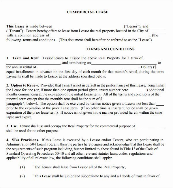 Commercial Lease Agreement Template Free Inspirational Mercial Lease Agreement 7 Free Download for Pdf