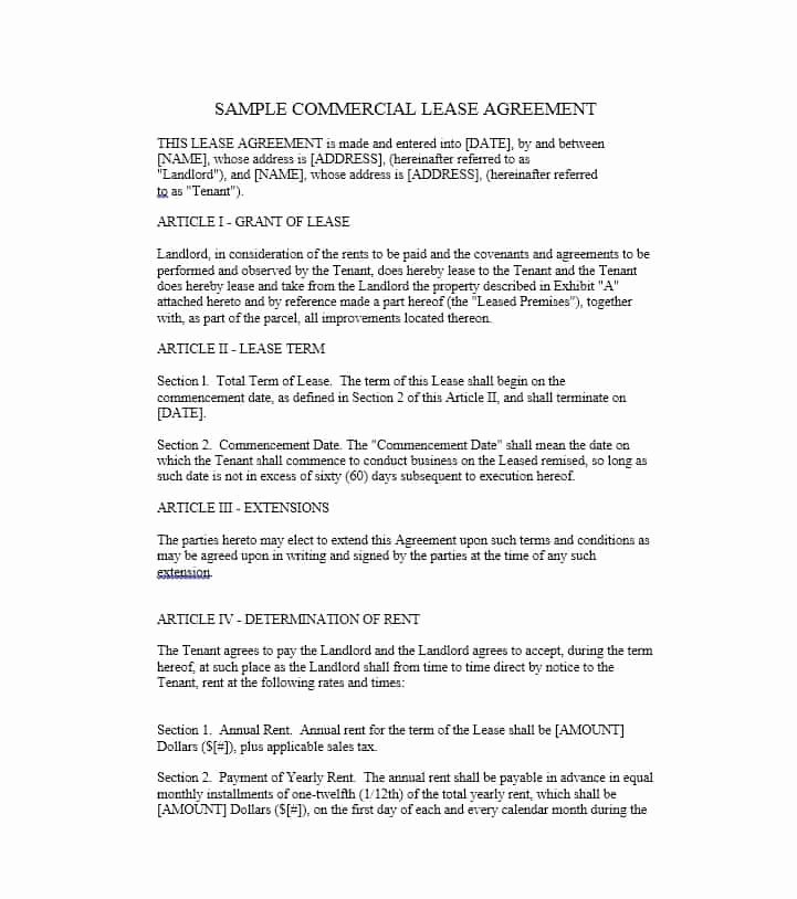 Commercial Lease Agreement Template Free New 26 Free Mercial Lease Agreement Templates Template Lab